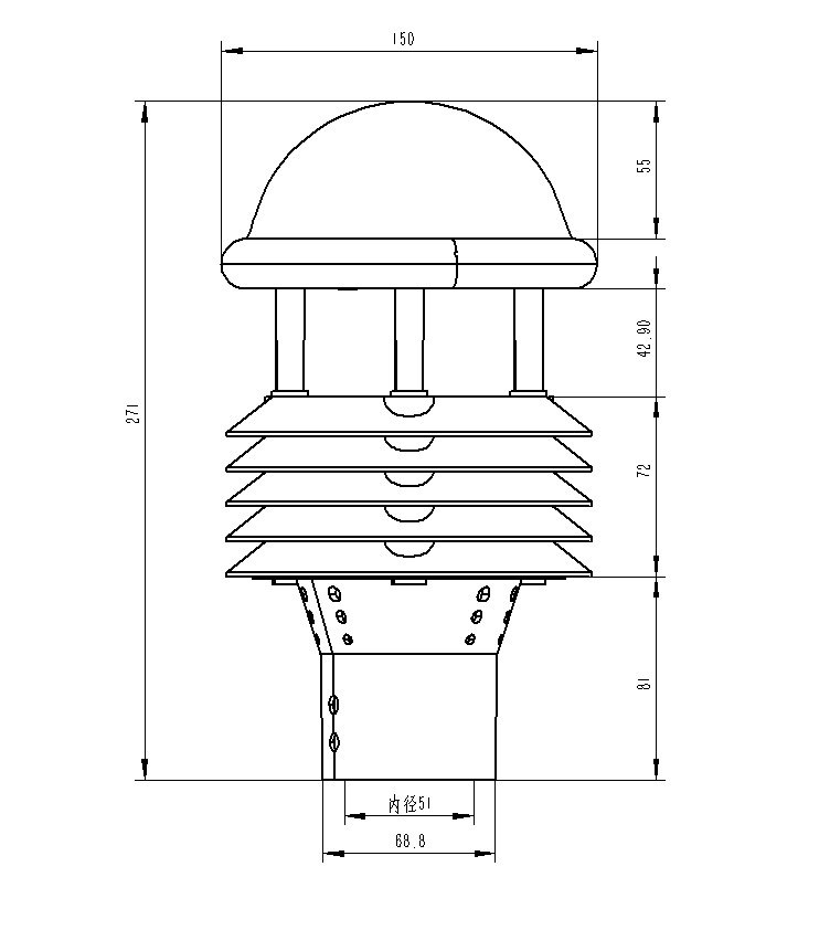 小型气象传感器产品尺寸图